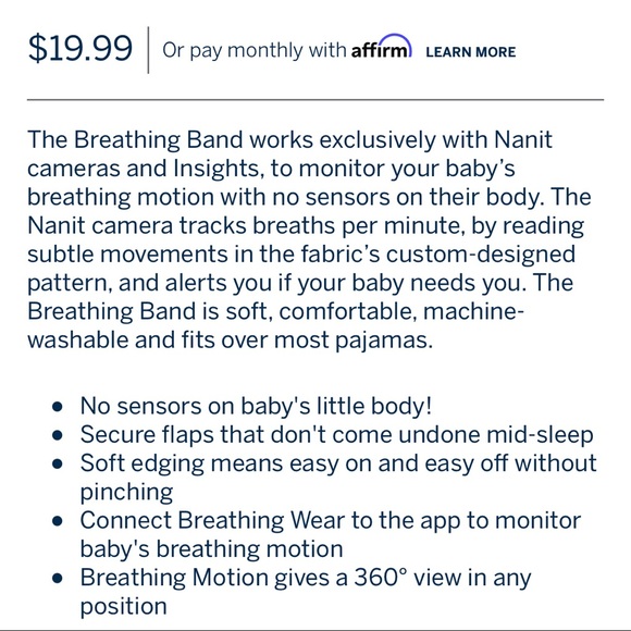 Nanit Breathing Wear Bands Set of 2 Size Small - Picture 6 of 6